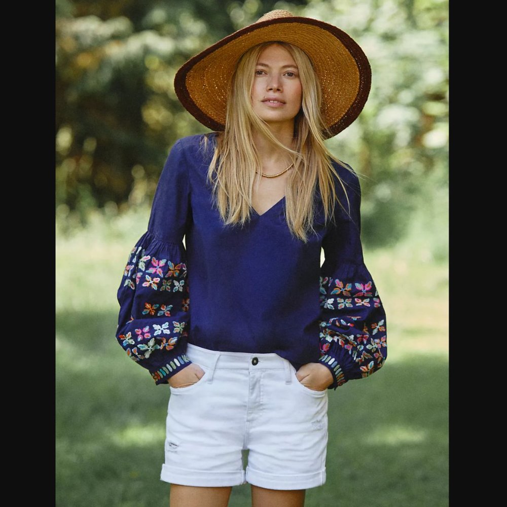 Anthropologie Maeve Sonja Embroidered Blouse